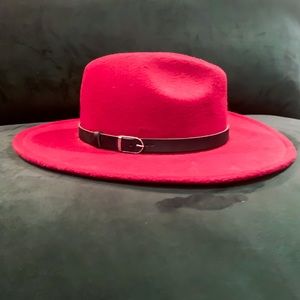 Maroon Flat Brimmed Hat w/ Band